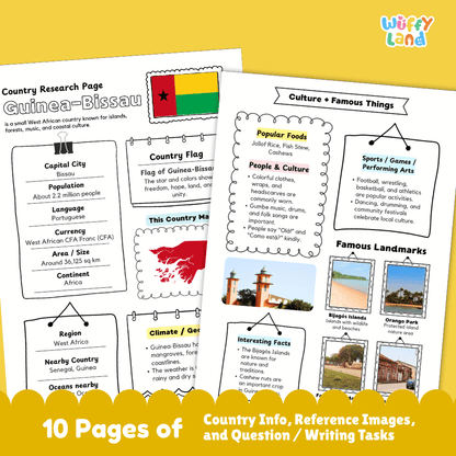 Guinea-Bissau Country Research Project Printable Worksheets and Activities