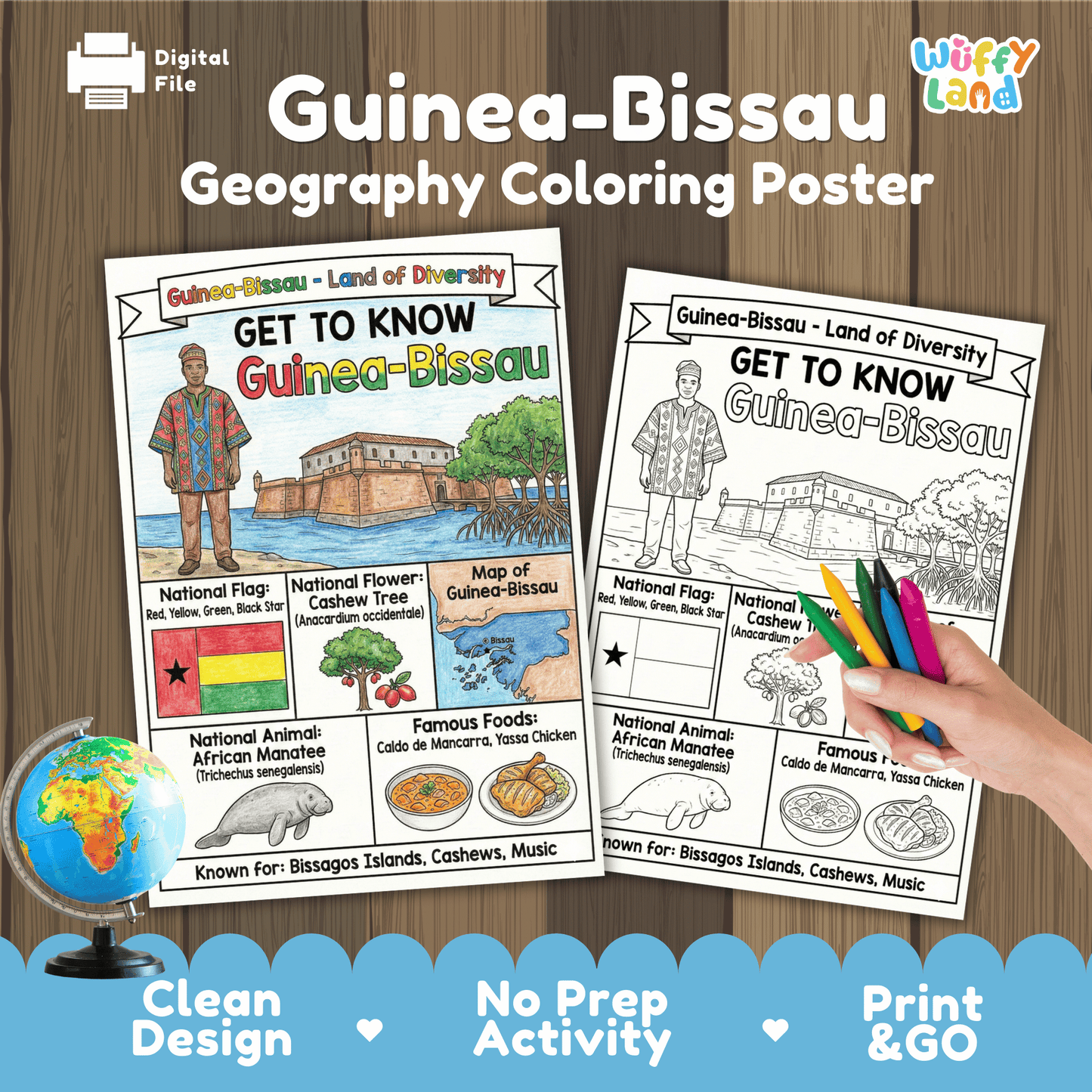 Guinea-Bissau Country Study Geography Coloring Page Africa Activity Worksheet