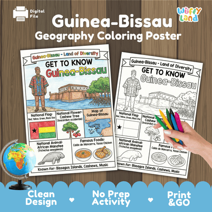Guinea-Bissau Country Study Geography Coloring Page Africa Activity Worksheet