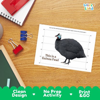 Guinea Fowl Cut and Match Activity Worksheets | Bird Animal Puzzle Printables