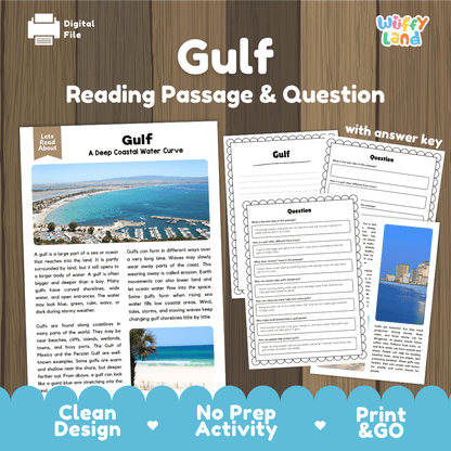 Gulf Reading Passage and Questions Nonfiction Science Worksheets