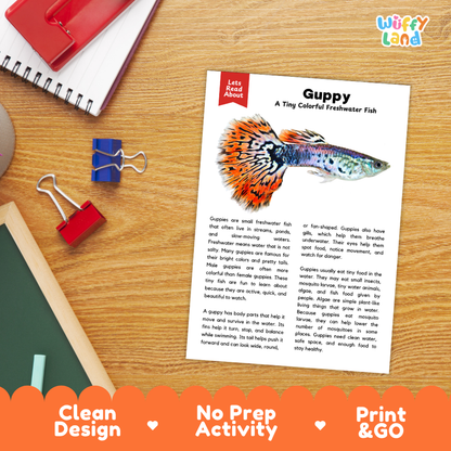 Guppy Reading Passage and Comprehension Questions with Answer Key