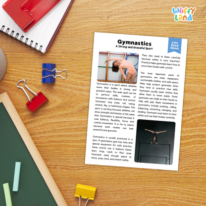 Gymnastics Sports Reading Passage and Comprehension Questions Worksheets