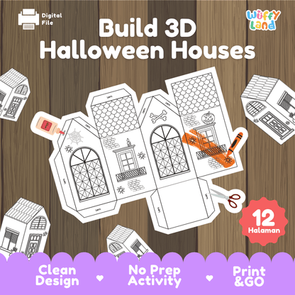 HALLOWEEN Build 3D Houses Printable - Fun DIY Halloween Craft for Kids
