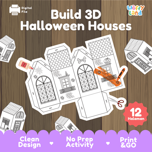 HALLOWEEN Build 3D Houses Printable - Fun DIY Halloween Craft for Kids