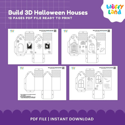 HALLOWEEN Build 3D Houses Printable - Fun DIY Halloween Craft for Kids