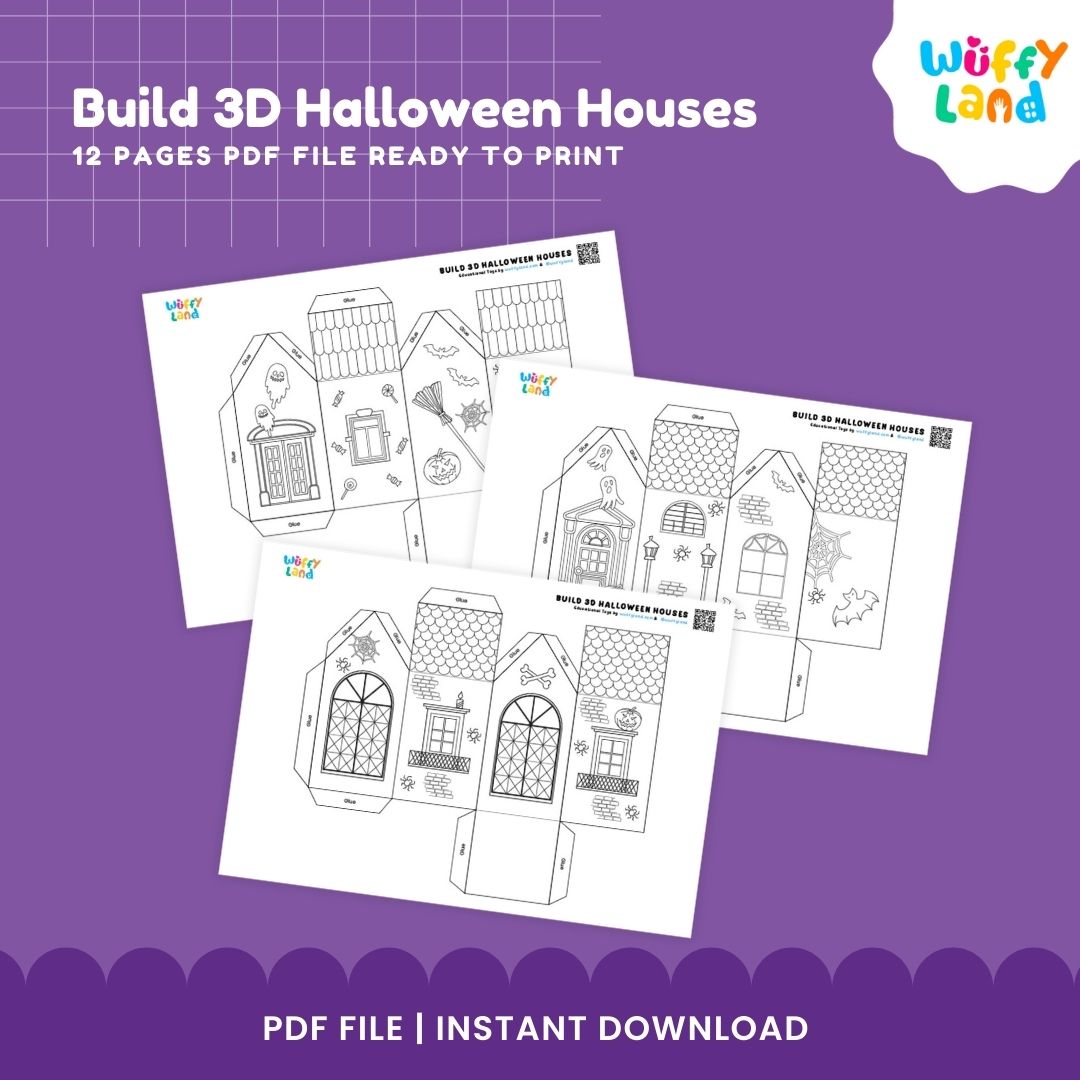 HALLOWEEN Build 3D Houses Printable - Fun DIY Halloween Craft for Kids