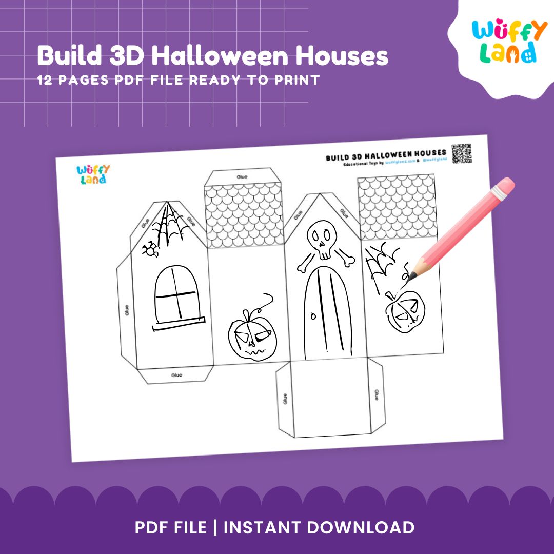 HALLOWEEN Build 3D Houses Printable - Fun DIY Halloween Craft for Kids