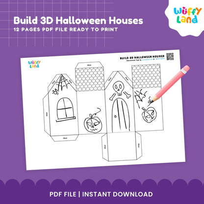 HALLOWEEN Build 3D Houses Printable - Fun DIY Halloween Craft for Kids