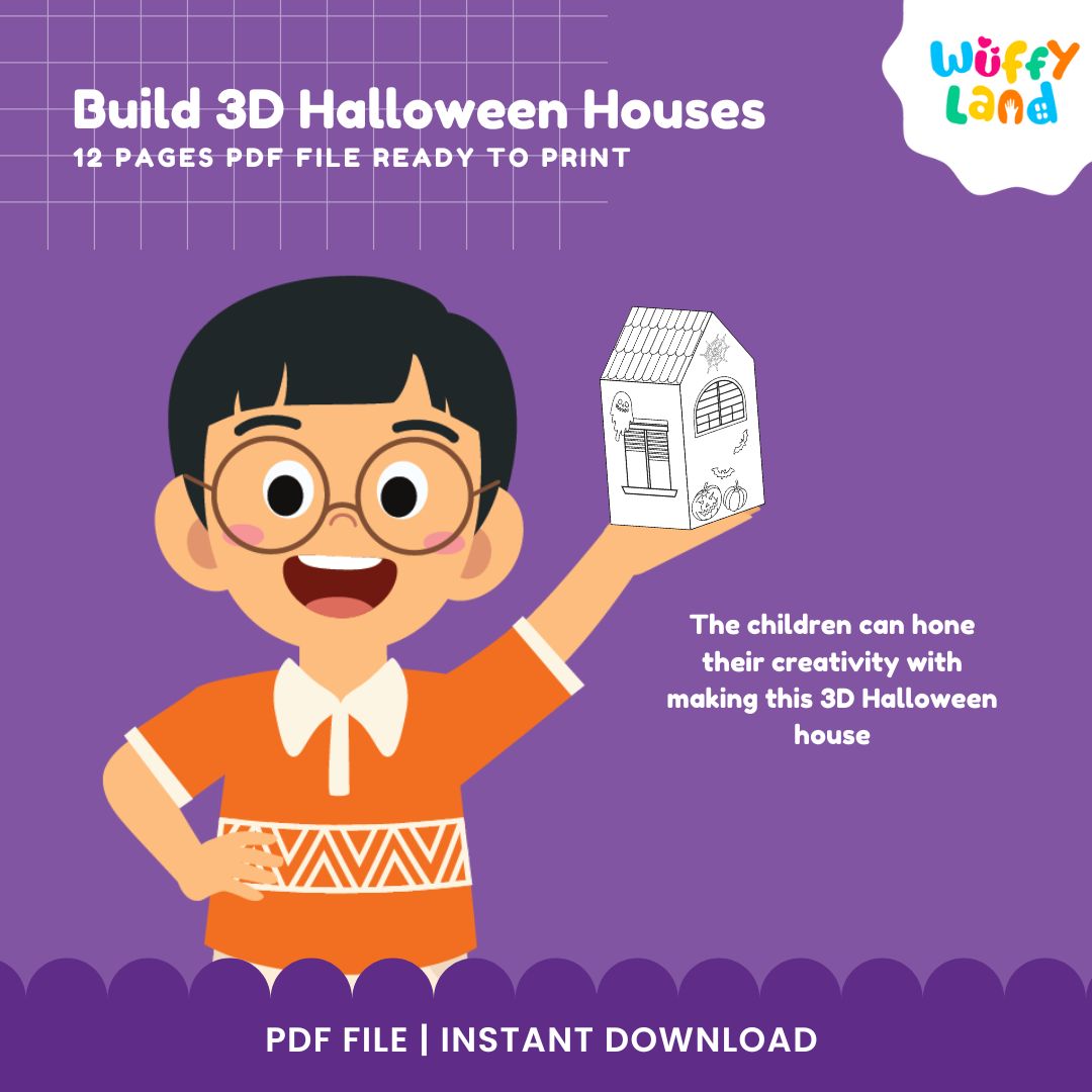 HALLOWEEN Build 3D Houses Printable - Fun DIY Halloween Craft for Kids