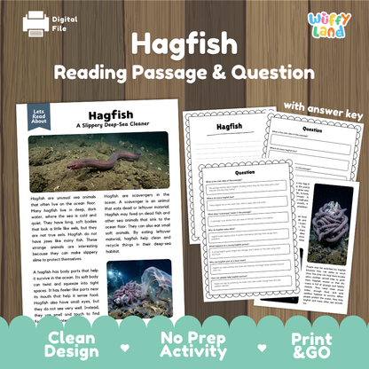 Hagfish Reading Passage and Questions Worksheets with Answer Key