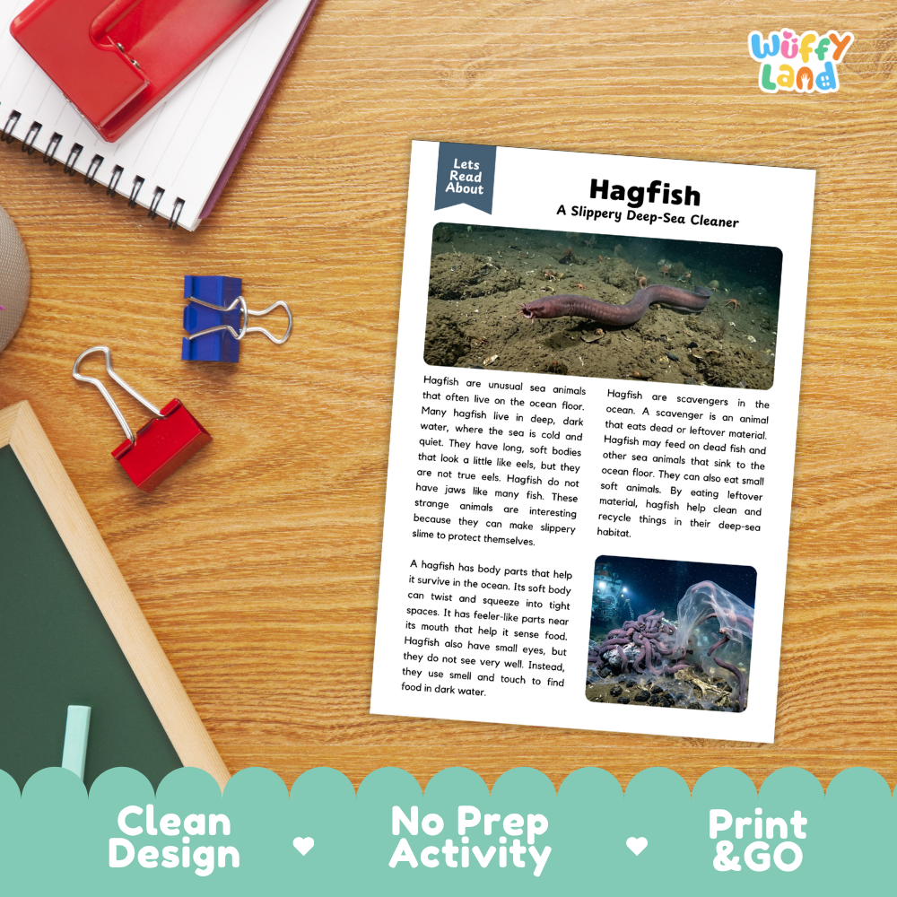 Hagfish Reading Passage and Questions Worksheets with Answer Key