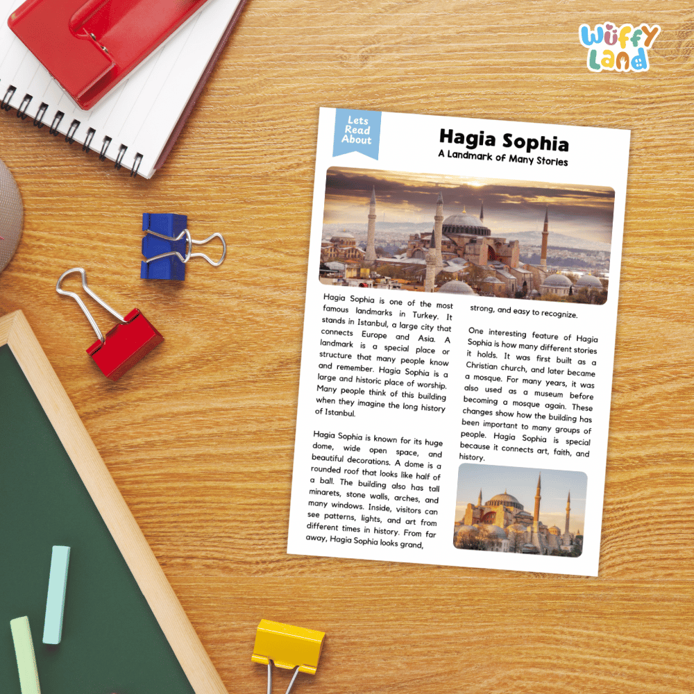 Hagia Sophia Landmark Reading Passages and Comprehension Worksheets