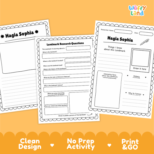 Hagia Sophia Landmark Research Project Worksheets and Fact Sheet