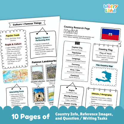 Haiti Country Research Project Worksheets and Activity Pages