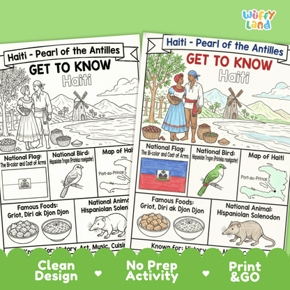 Haiti Country Study Geography Coloring Page Worksheet Activity | Caribbean