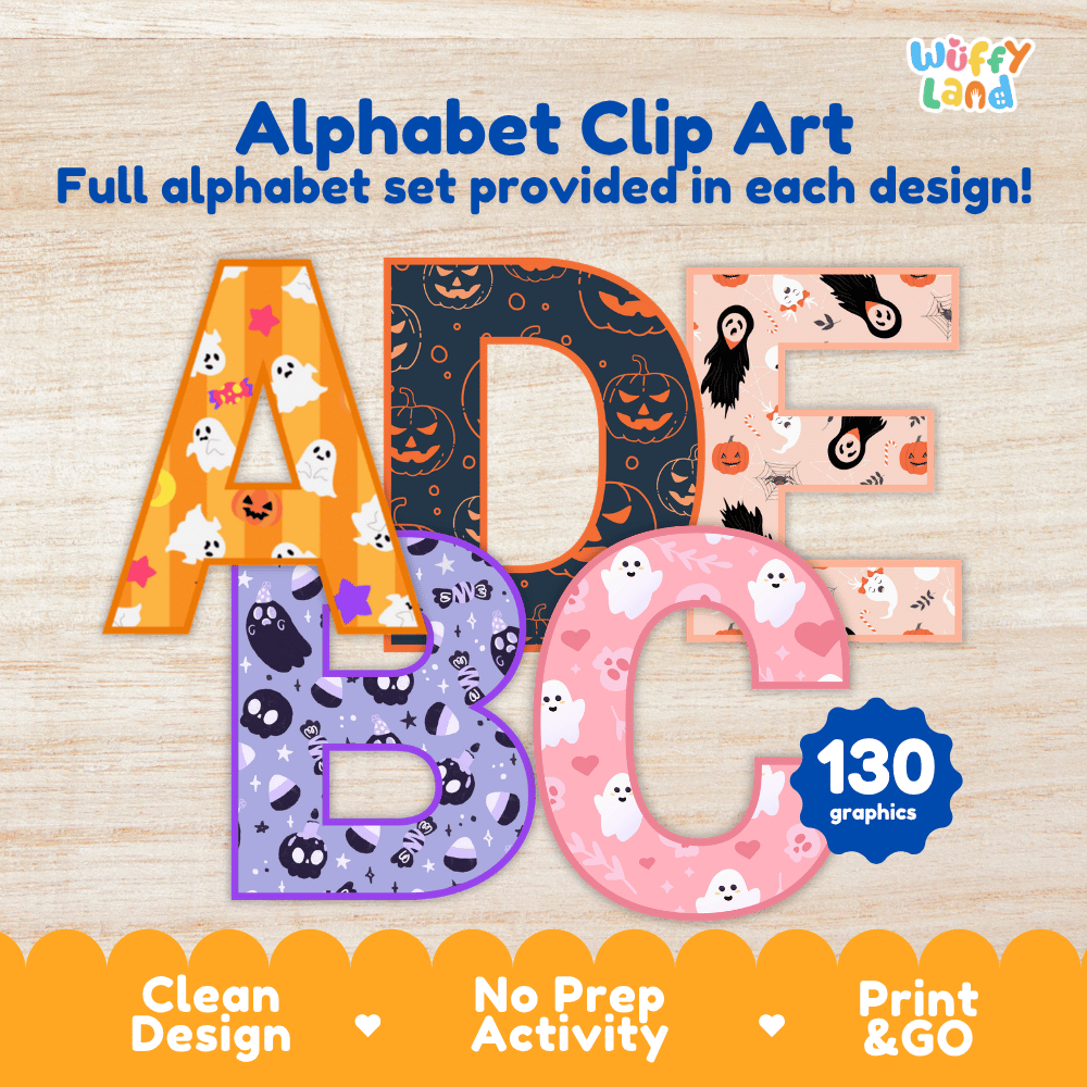 Halloween Alphabet Clip Art Letters Classroom Decor Bulletin Board Graphics