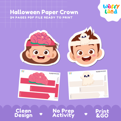 Halloween Paper Crown With Color and for Coloring Craft Activity Worksheets