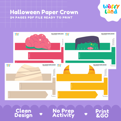 Halloween Paper Crown With Color and for Coloring Craft Activity Worksheets