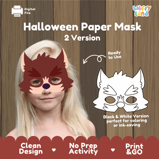 Printable Halloween DIY Color Your Own Mask Kit + Ready to Print Version