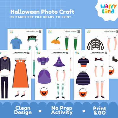 Halloween Photo Craft Cut and Paste Activity Worksheets