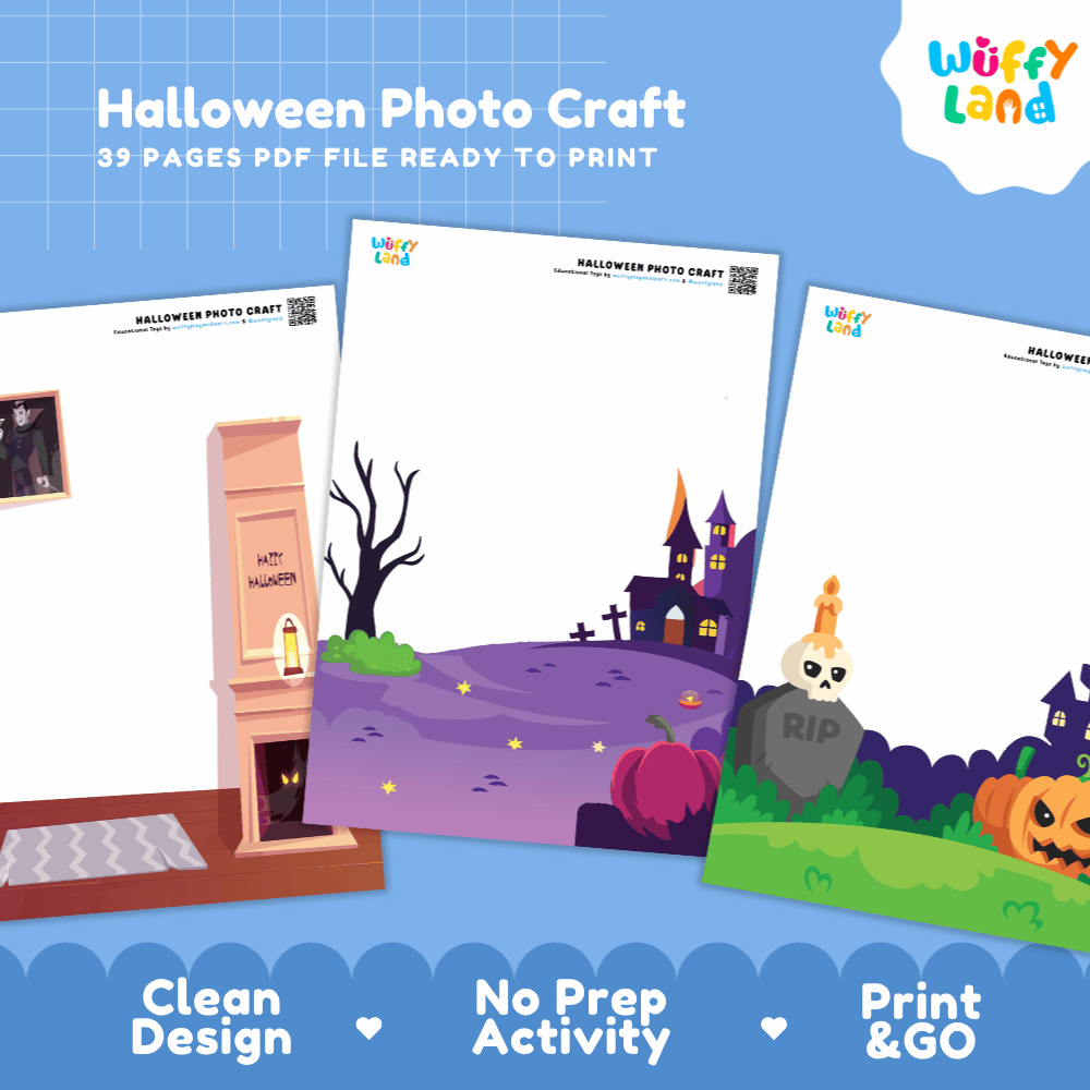 Halloween Photo Craft Cut and Paste Activity Worksheets