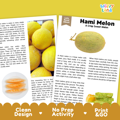 Teacher answer key page showing complete question solutions for Hami Melon nature and science reading comprehension practice