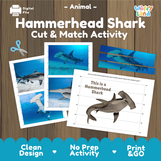 Hammerhead Shark Cut and Match Activity Worksheets | Ocean Animal Puzzle Printables