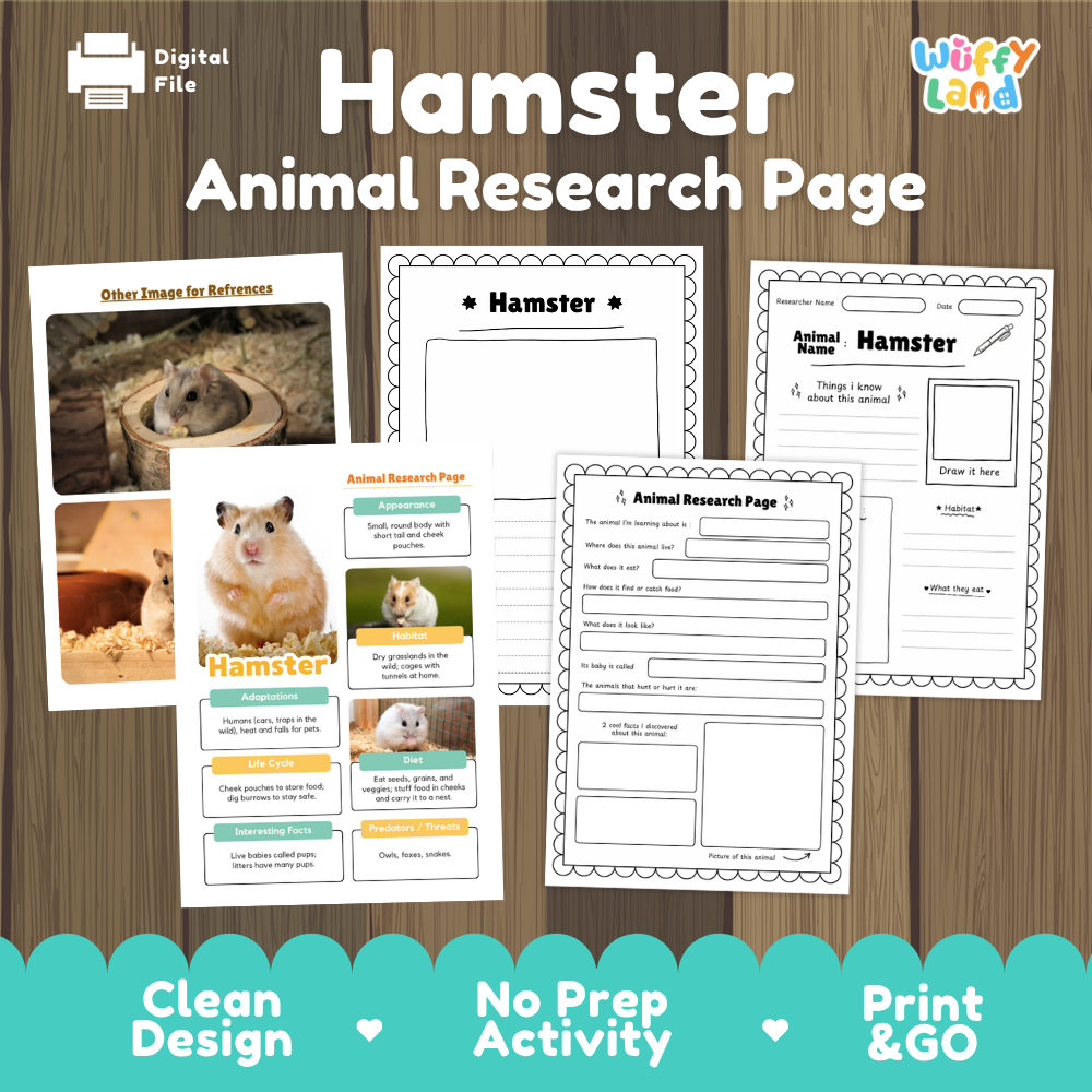 Hamster Animal Research Page Worksheets