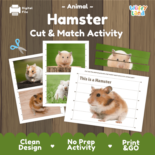 Hamster Cut and Match Activity Worksheets | Pet Animal Puzzle Printables