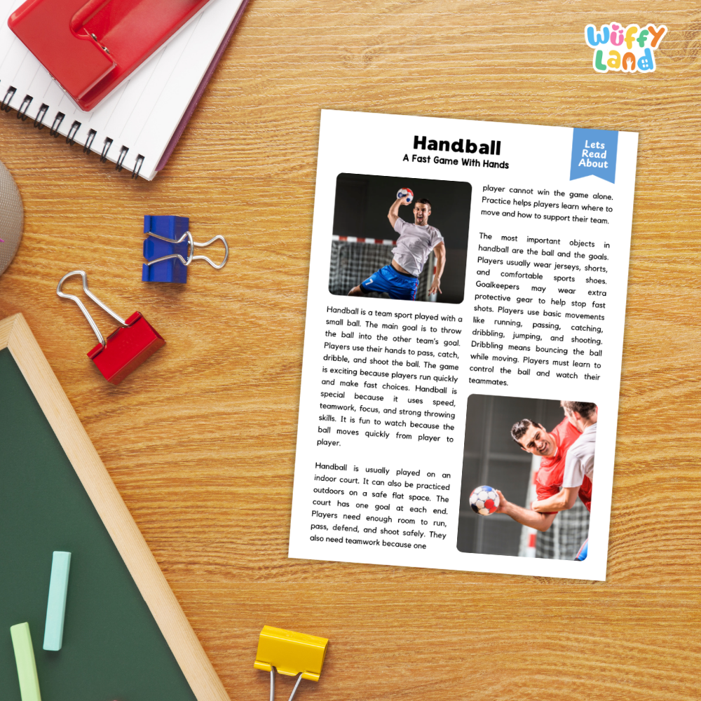 Handball Sports Reading Passages and Comprehension Questions Worksheets