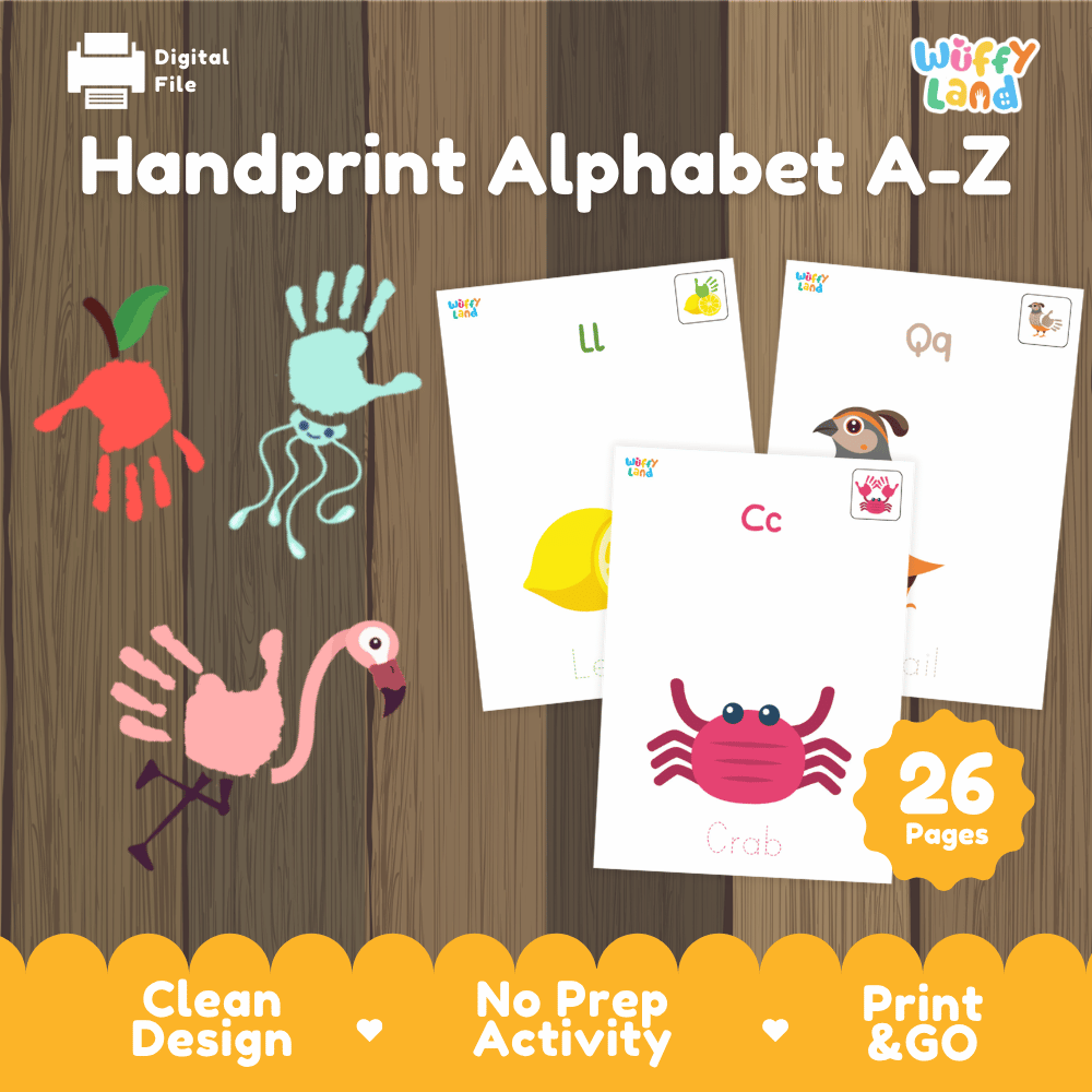 Handprint Alphabet A-Z Art Craft Worksheets