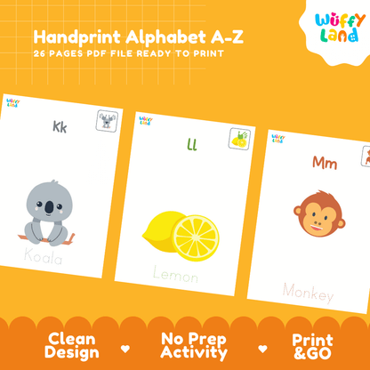 Handprint Alphabet A-Z Art Craft Worksheets