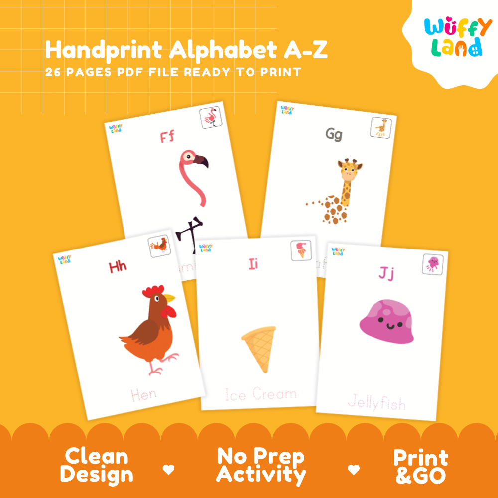 Handprint Alphabet A-Z Art Craft Worksheets