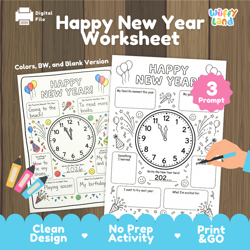 Happy New Year Worksheet Printable Goal Setting and Reflection Activity