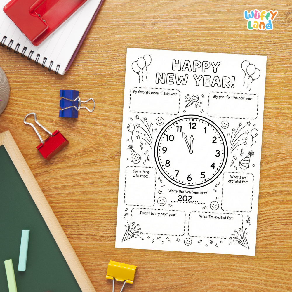 Happy New Year Worksheet Printable Goal Setting and Reflection Activity