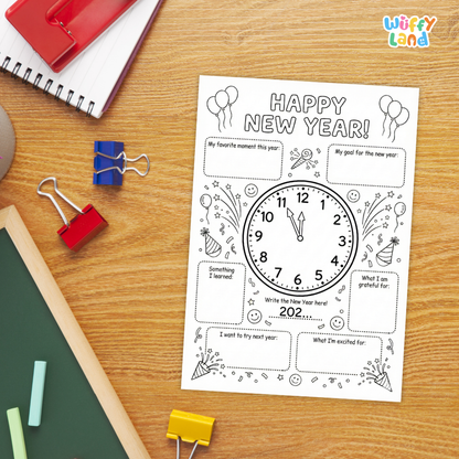 Happy New Year Worksheet Printable Goal Setting and Reflection Activity