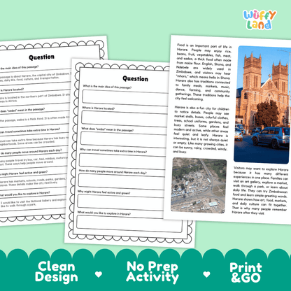 Harare Landmark Reading Passages and Comprehension Worksheets