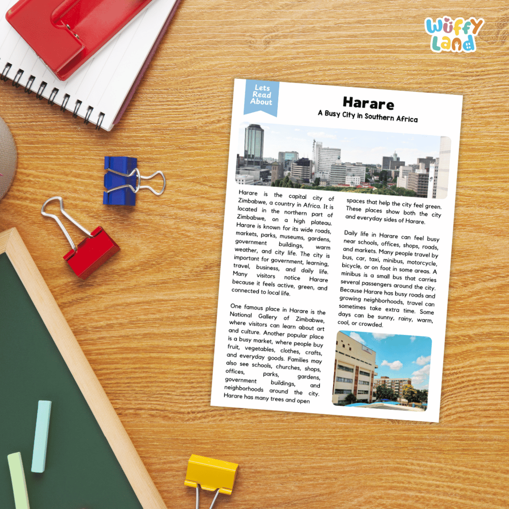 Harare Landmark Reading Passages and Comprehension Worksheets