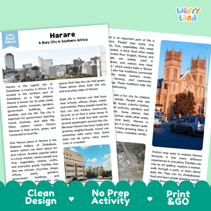 Harare Landmark Reading Passages and Comprehension Worksheets