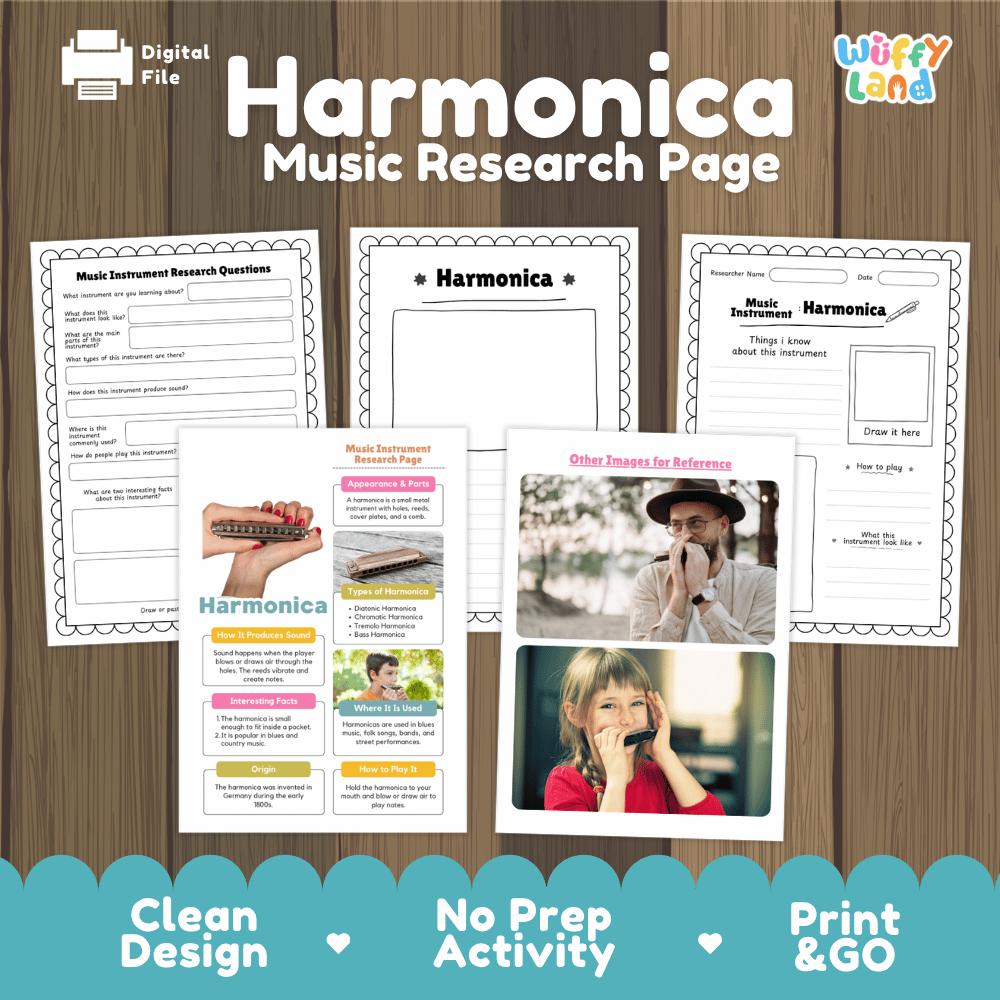 Harmonica Music Research Page Worksheets