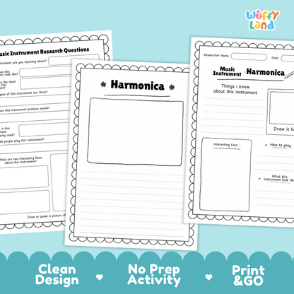 Harmonica Music Research Page Worksheets