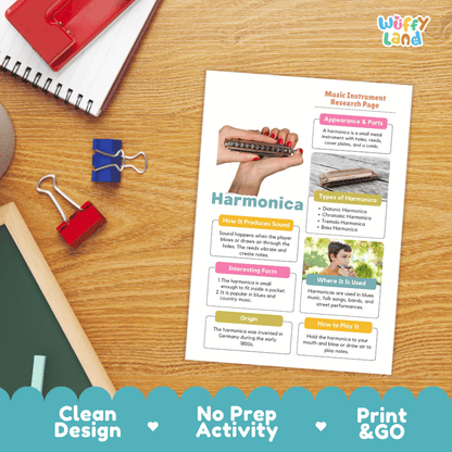 Harmonica Music Research Page Worksheets
