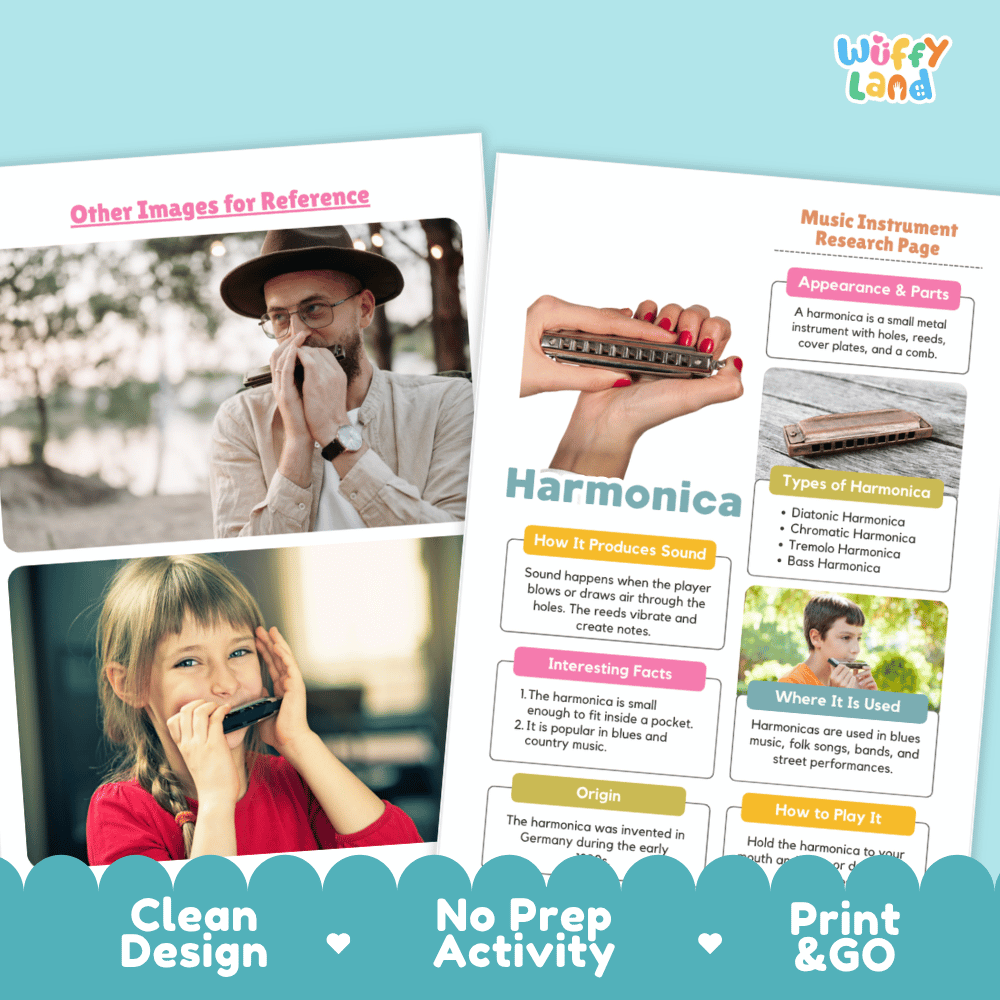 Harmonica Music Research Page Worksheets
