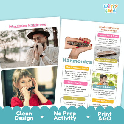 Harmonica Music Research Page Worksheets