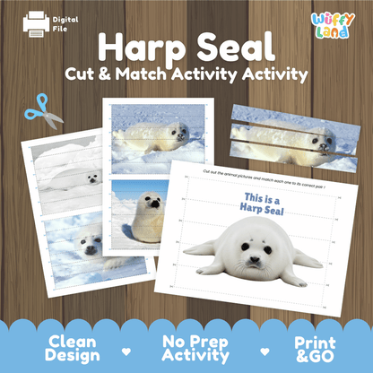 Harp Seal Cut and Match Puzzle Activity Worksheets