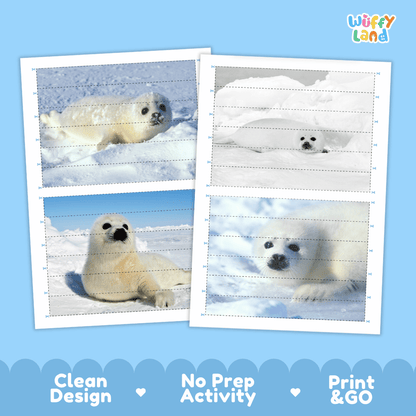 Harp Seal Cut and Match Puzzle Activity Worksheets