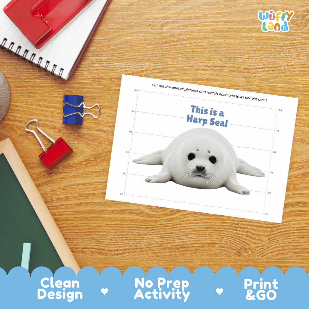 Harp Seal Cut and Match Puzzle Activity Worksheets