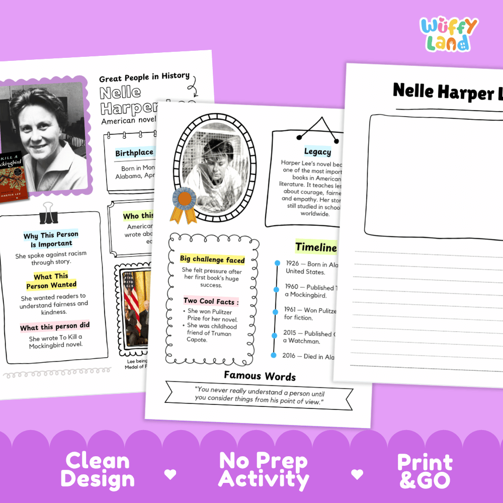 Harper Lee Famous People Research Page Worksheets