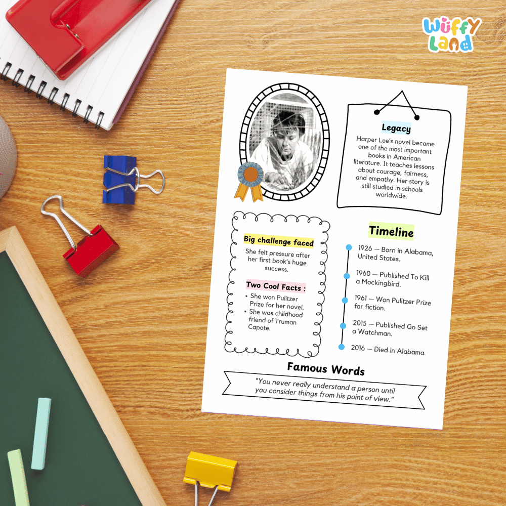 Harper Lee Famous People Research Page Worksheets
